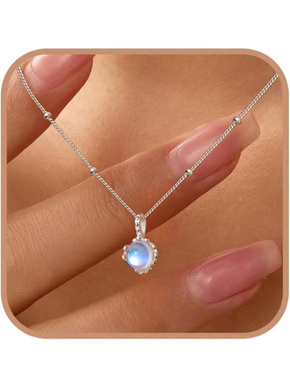 Dainty Moonstone Choker Necklace in 925 Sterling Silver - Perfect Gift for Women